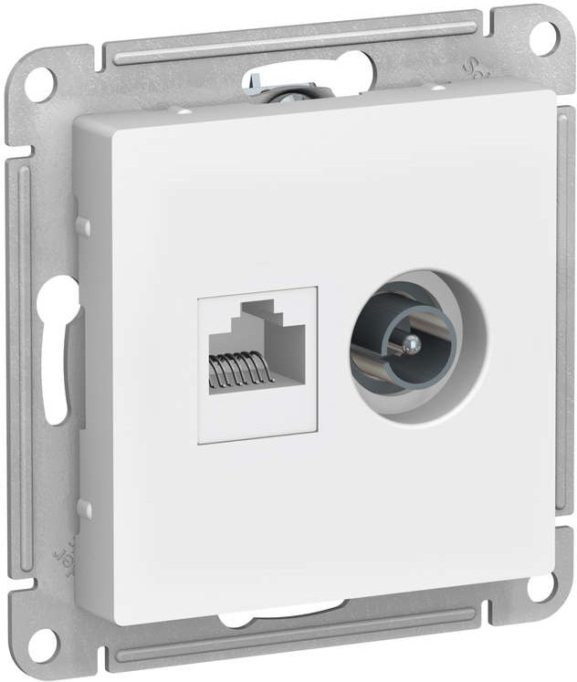 ATLASDESIGN Розетка двойная ТВ + компьютерная RJ45 категория 5Е белый  цена