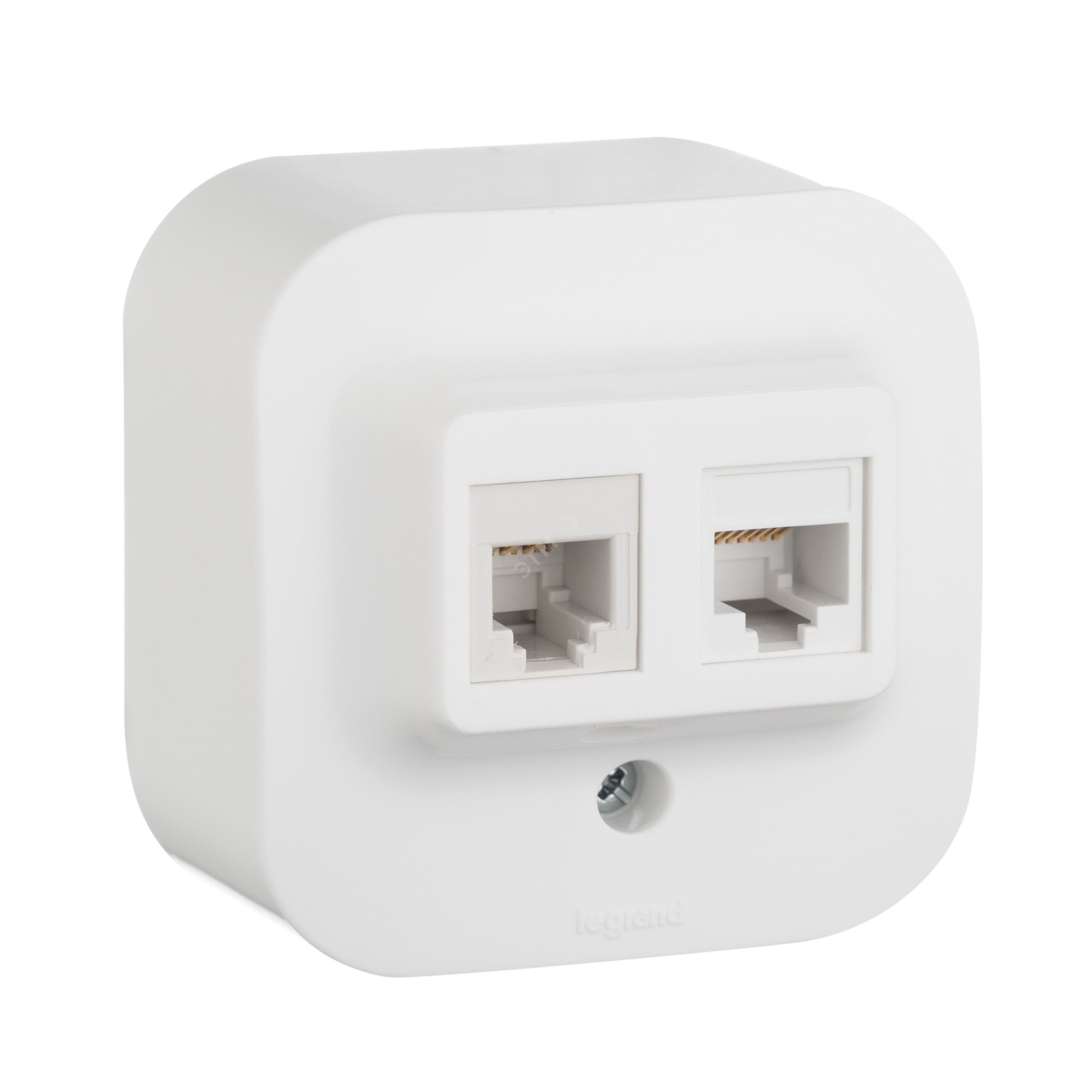 Quteo Розетка телефонная+компьютерная RJ11+RJ45 наружная белая цена