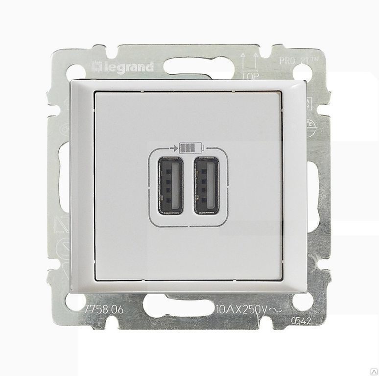 VALENA Розетка двойная USB белая цена